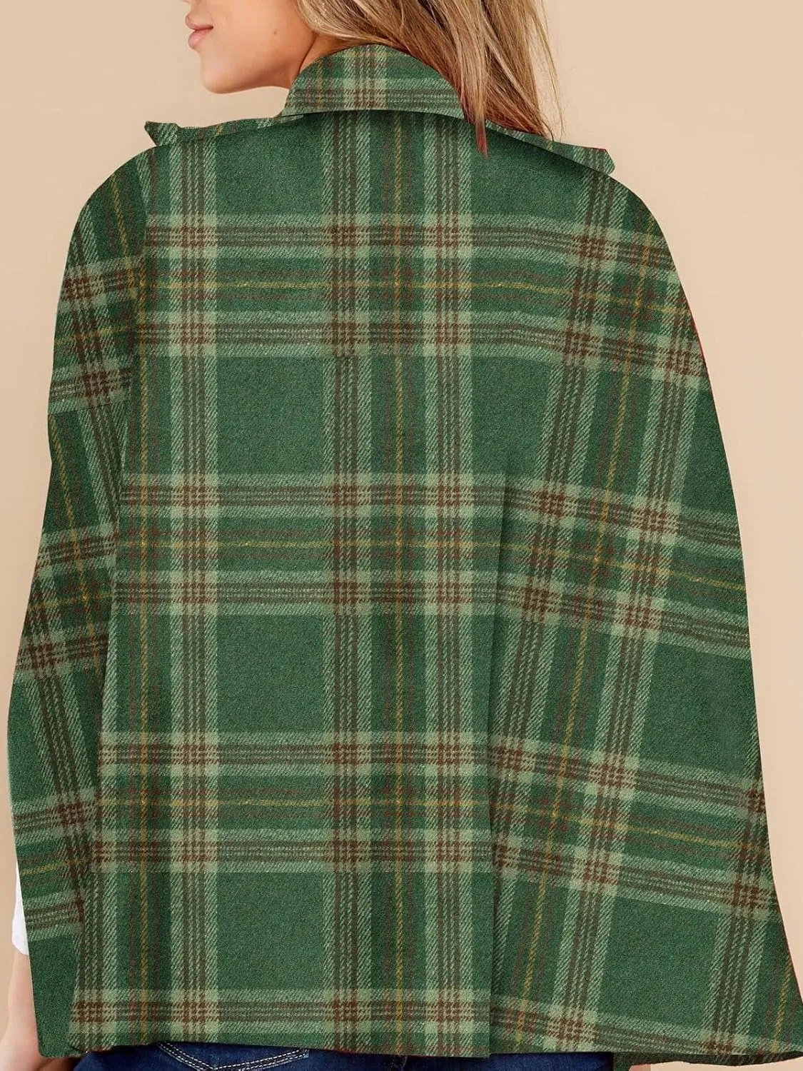 Women's plaid cape coat
