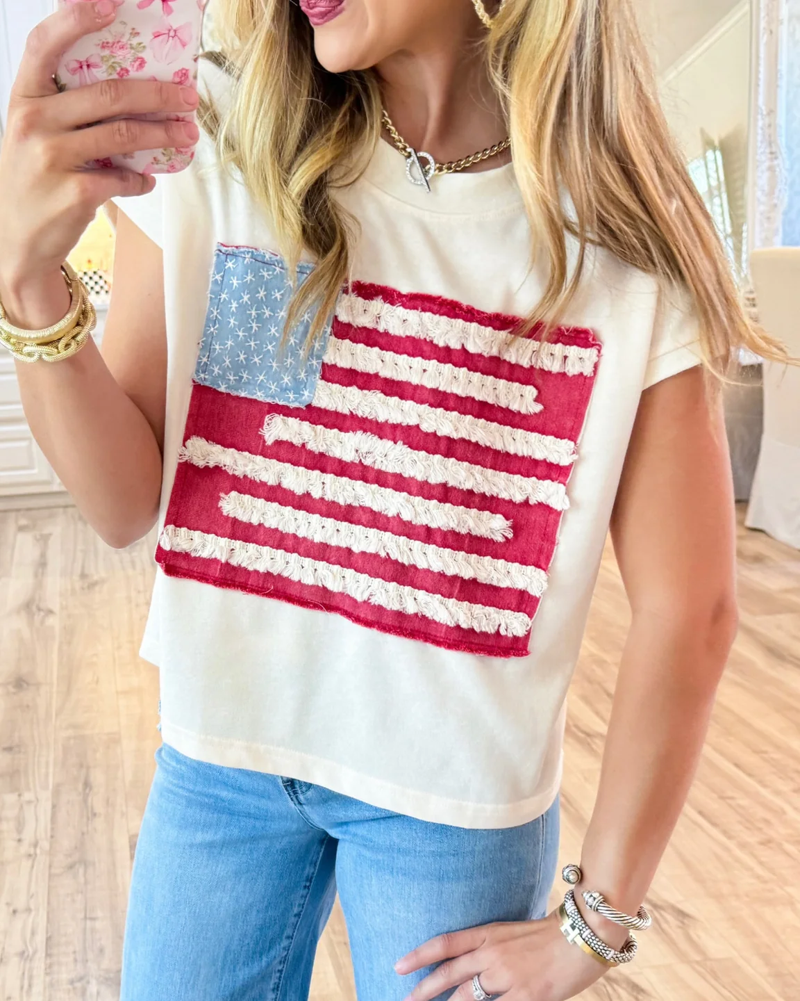 Women's American Flag Short Sleeve Top
