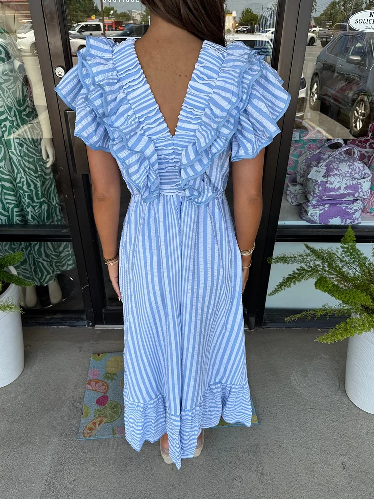 Striped Ruffle Maxi Dress