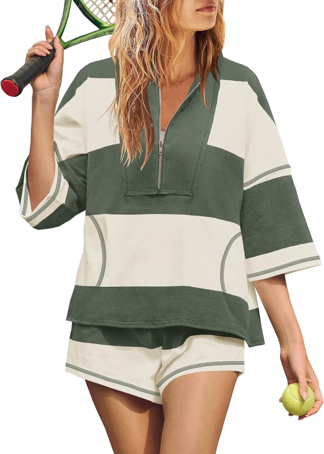 Women's striped sportswear two-piece suit