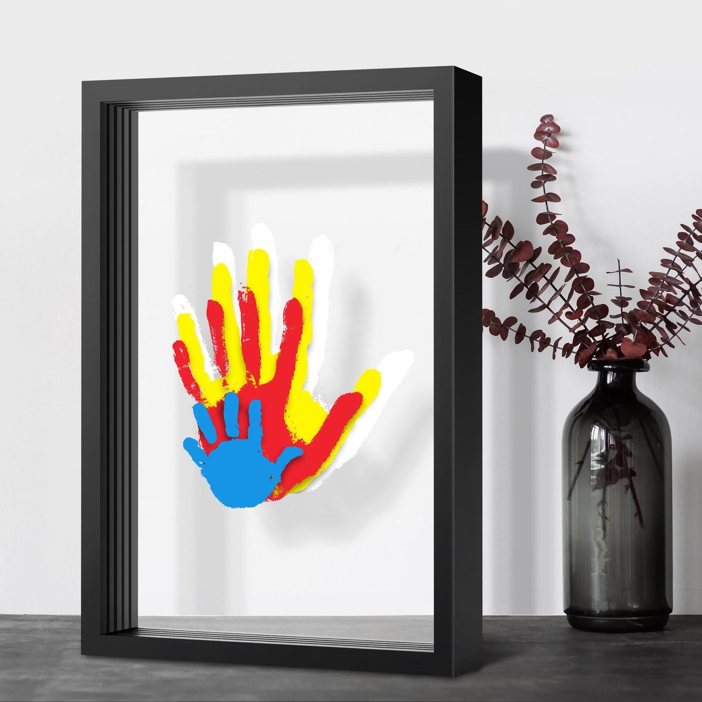 Family Handprint Keepsake Frame Kit – Washable Paint & Acrylic Display Shadow Box