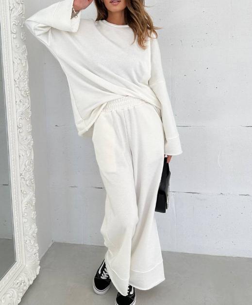 Solid Color Hoodie Set for Women
