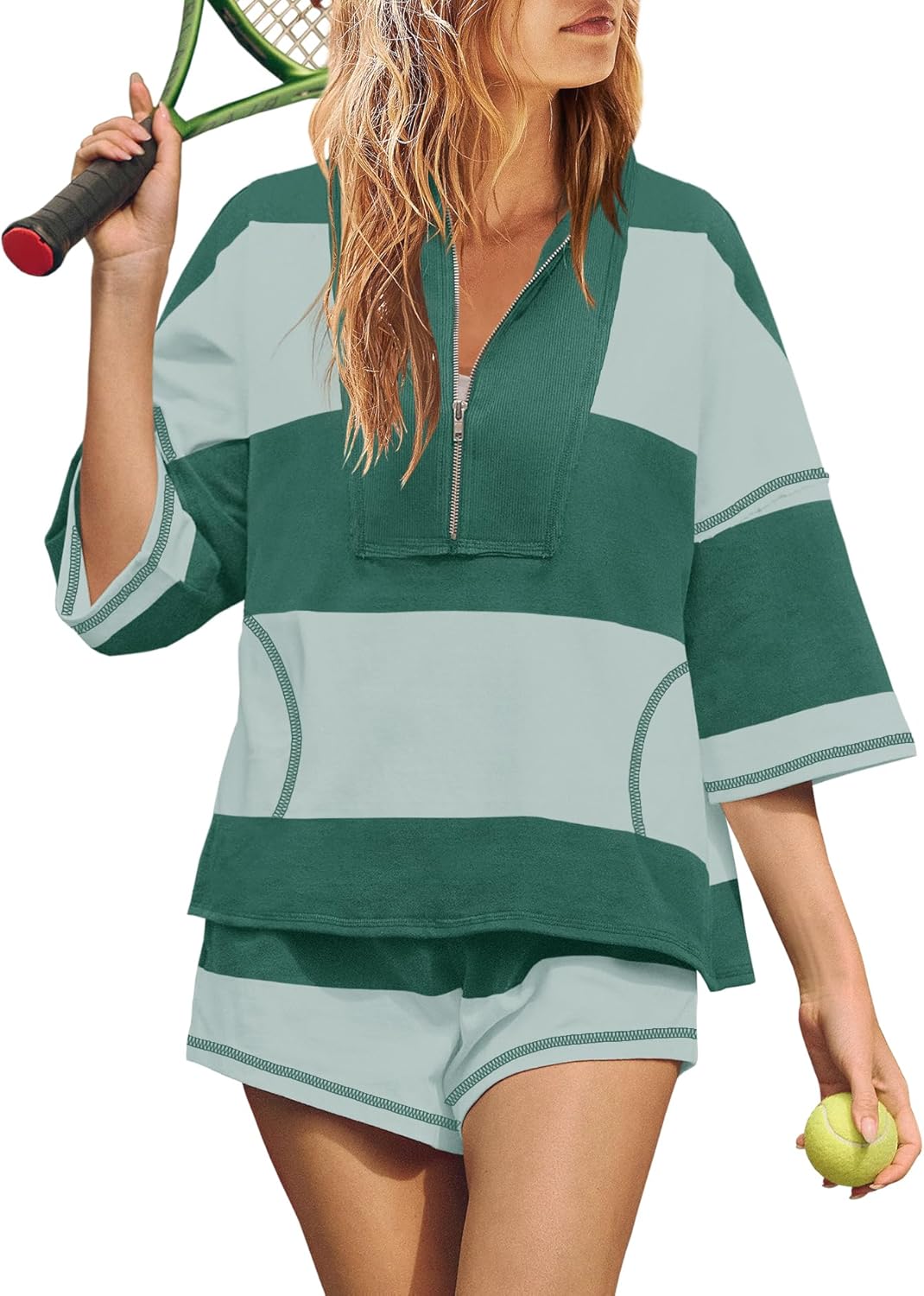 Women's striped sportswear two-piece suit