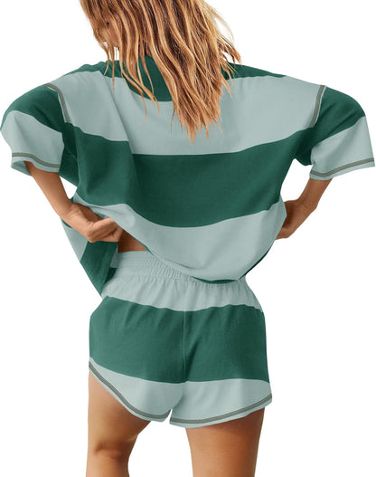 Women's striped sportswear two-piece suit