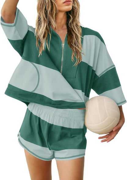 Women's striped sportswear two-piece suit