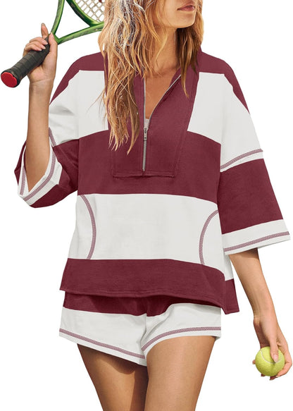 Women's striped sportswear two-piece suit