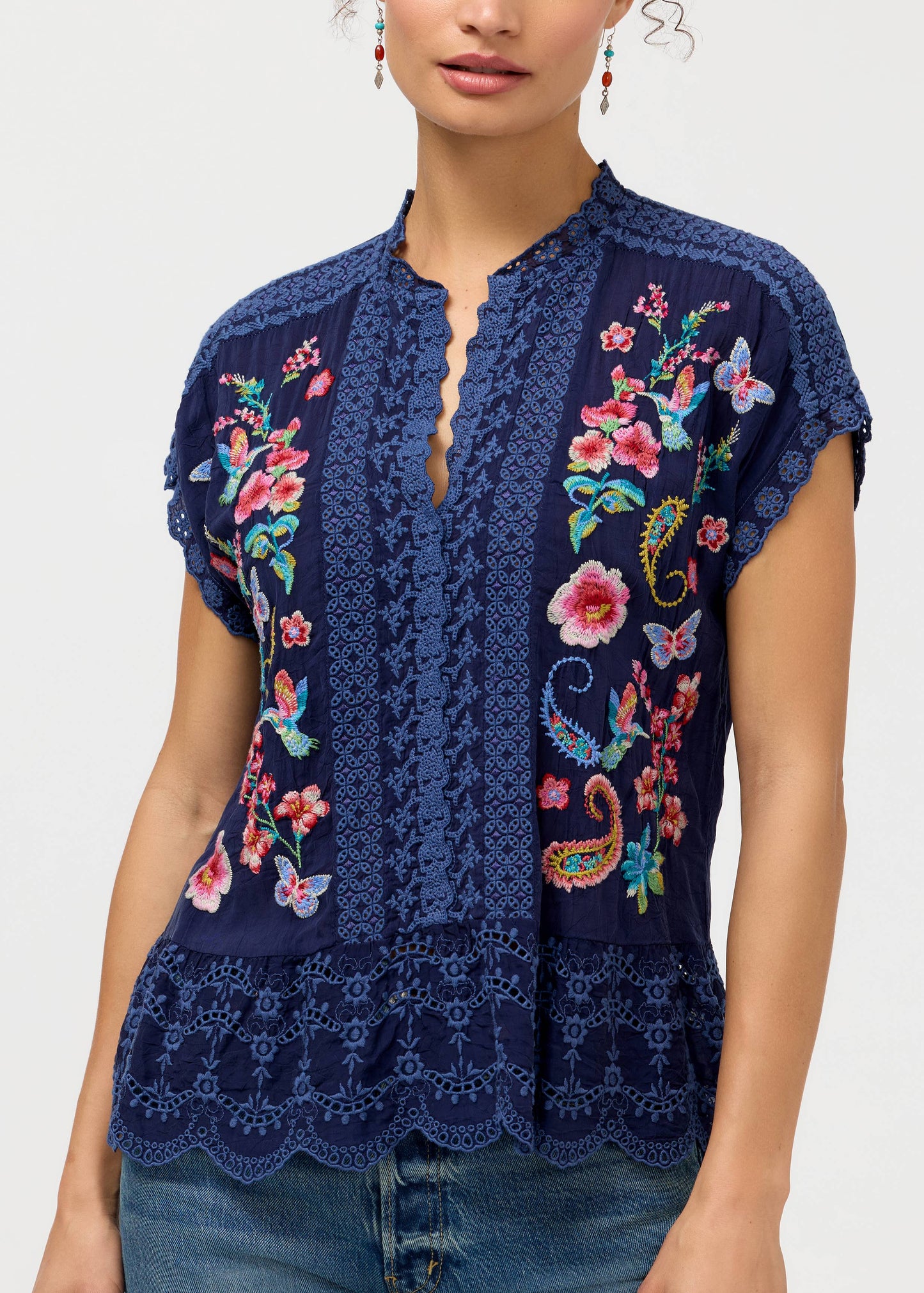 Midnight Boho Flutter Sleeve Top