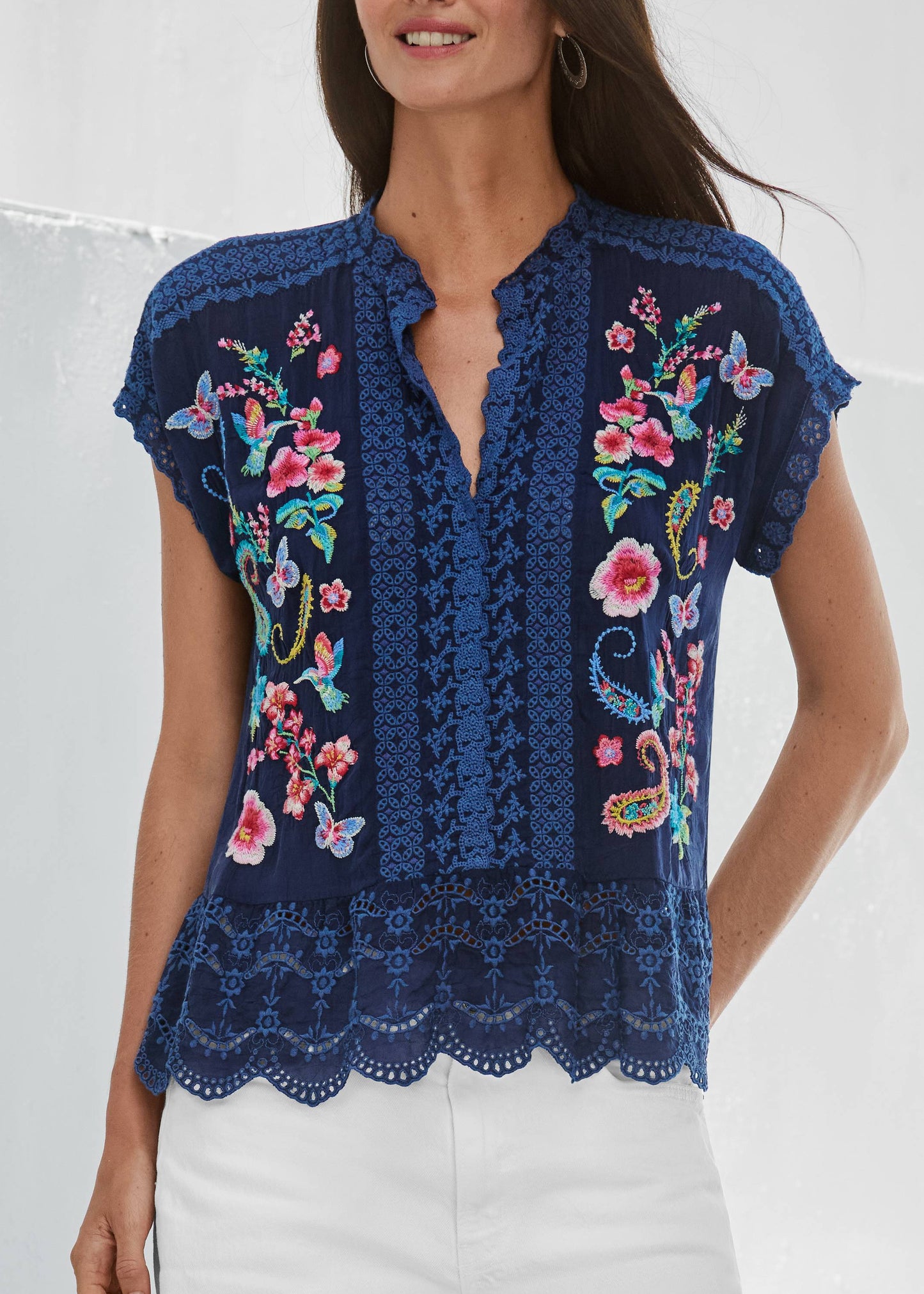 Midnight Boho Flutter Sleeve Top