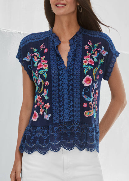 Midnight Boho Flutter Sleeve Top