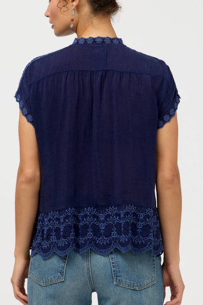 Midnight Boho Flutter Sleeve Top