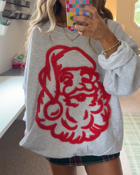 Fuzzy Santa Holiday Christmas Sweatshirt
