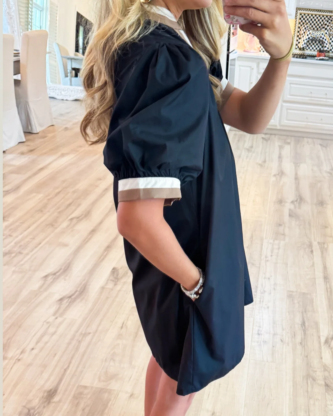 Solid Contrast Mini Dress