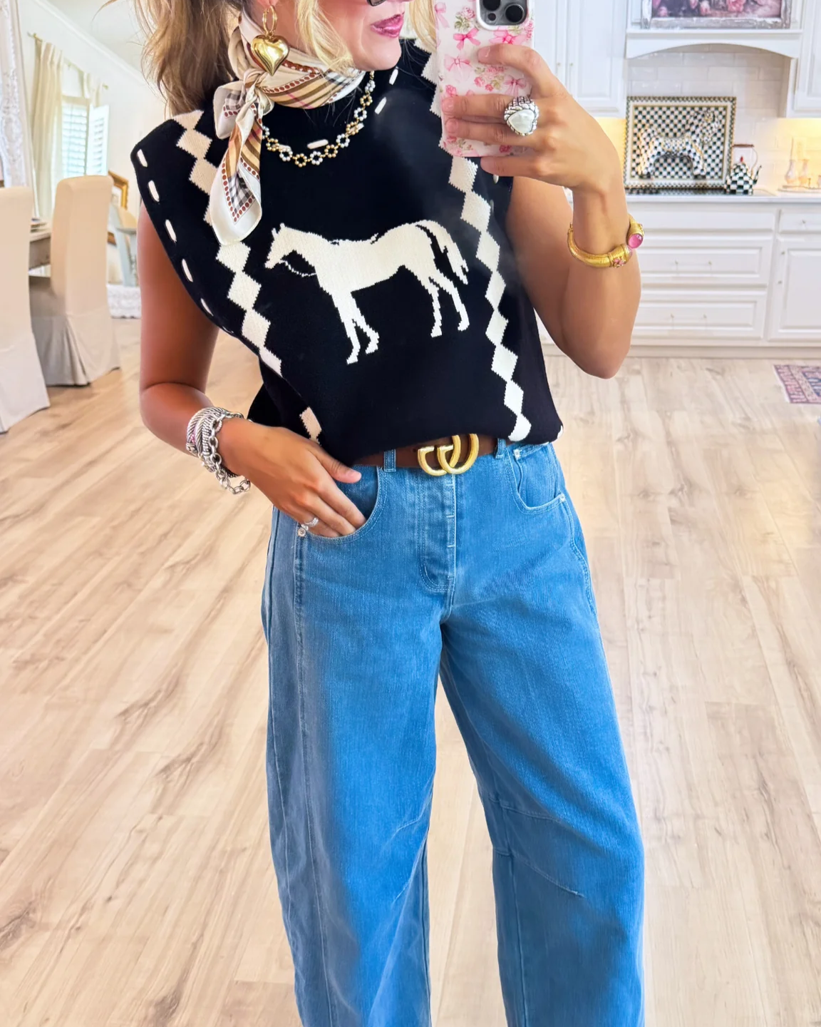 Black Horse Knit Vest