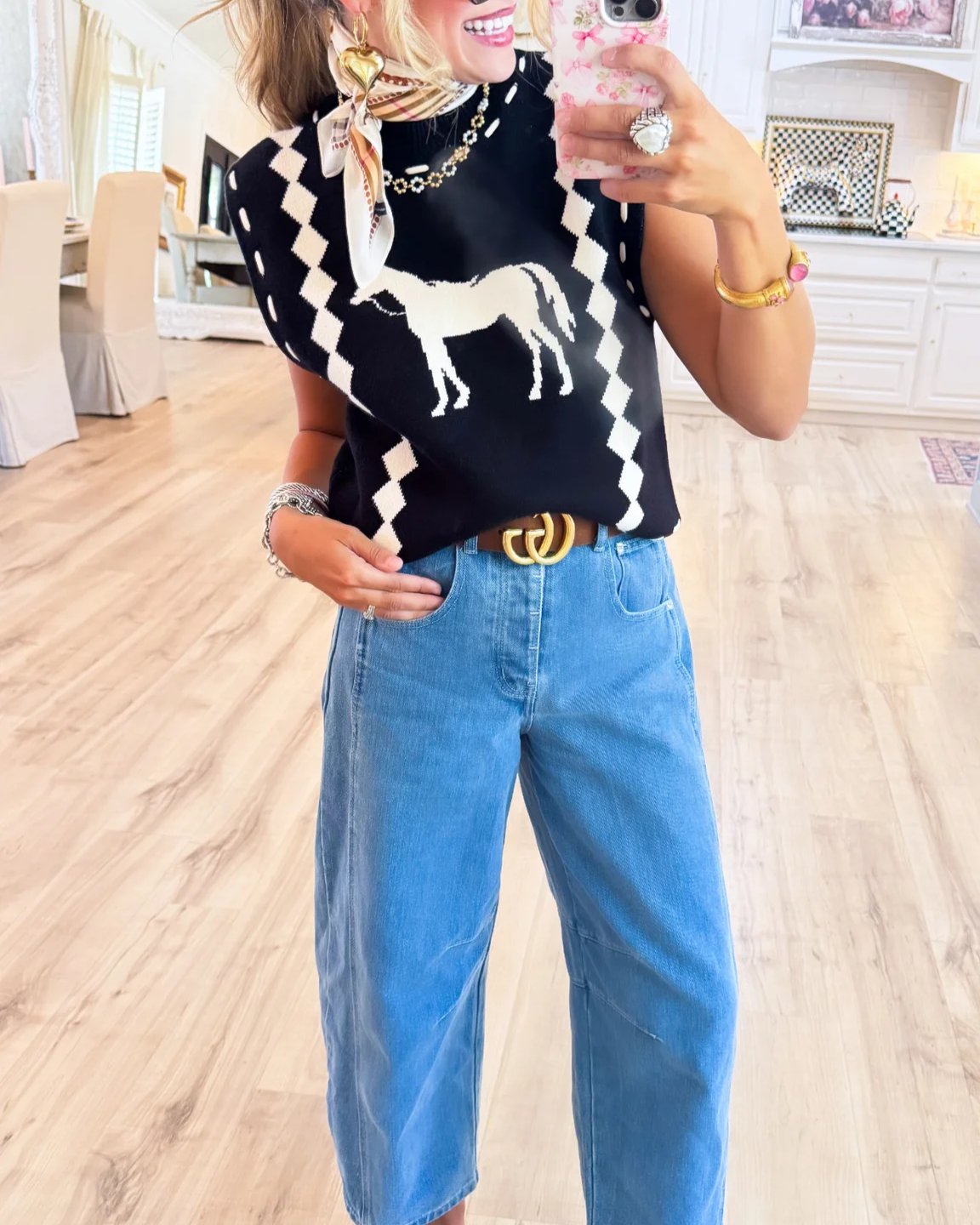 Black Horse Knit Vest