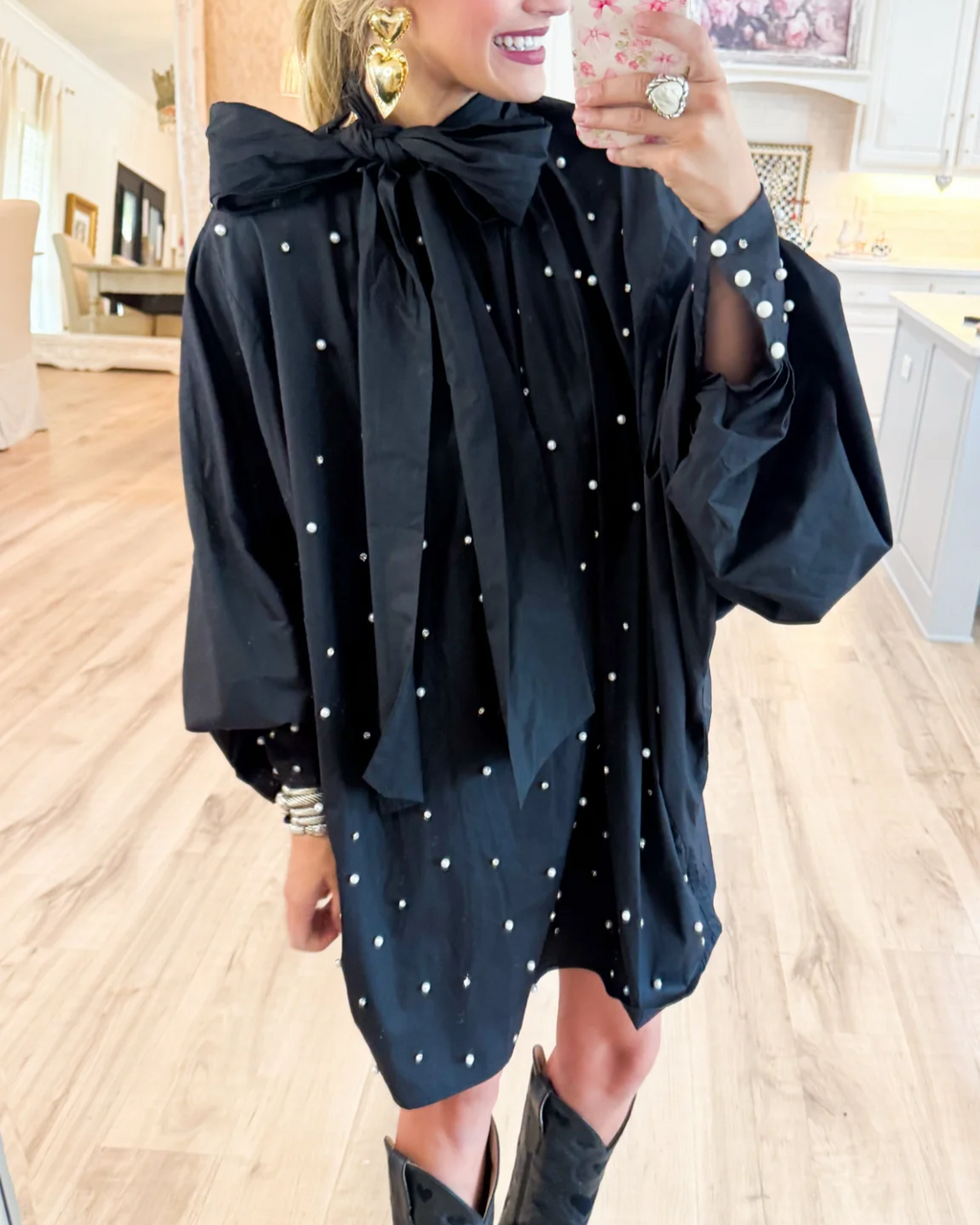 Balloon Sleeve Mini Dress