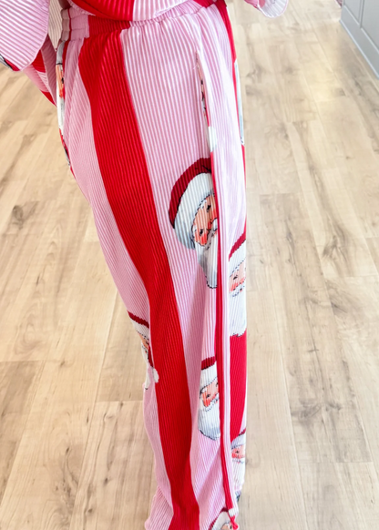 Pink and Red Santa Ribbed Set