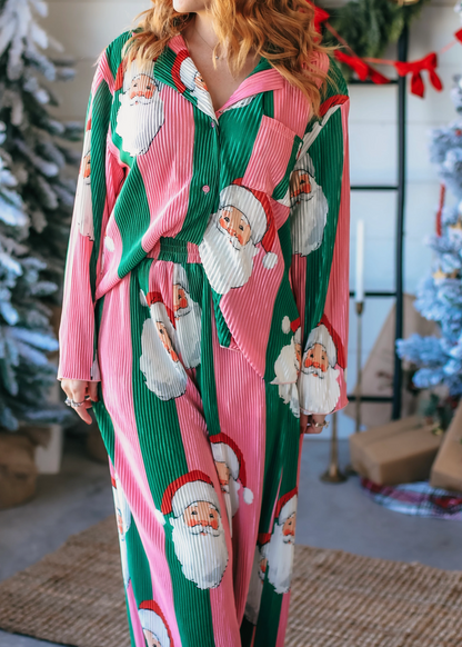 Pink and Red Santa Ribbed Set