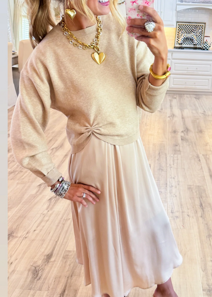 Soft Textured Knotted Sweater Top and Dress