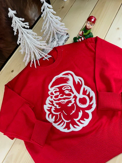 Fuzzy Santa Holiday Christmas Sweatshirt