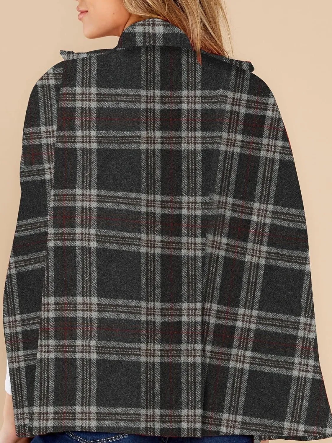 Women's plaid cape coat