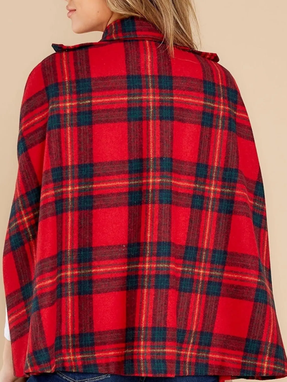 Women's plaid cape coat