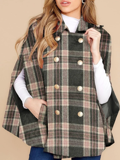 Women's plaid cape coat
