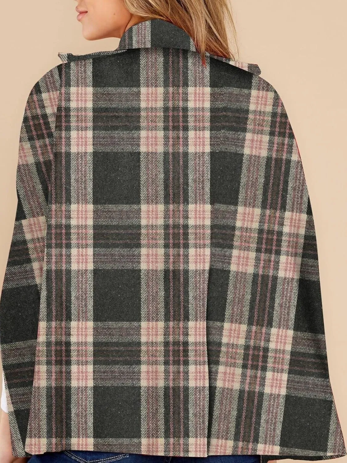Women's plaid cape coat