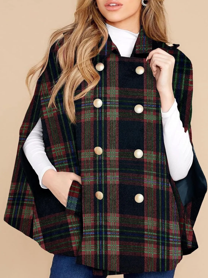 Women's plaid cape coat