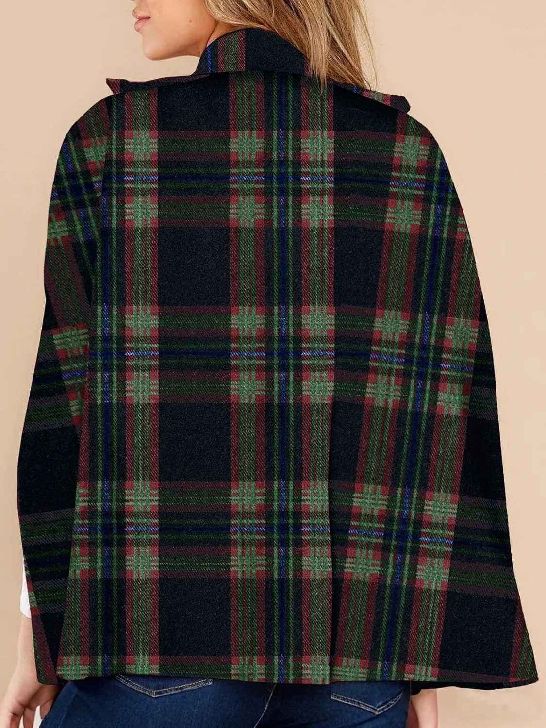 Women's plaid cape coat