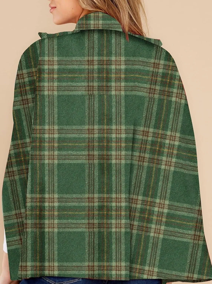Women's plaid cape coat