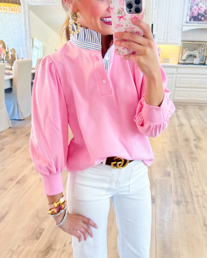 Leaf-edge patchwork top