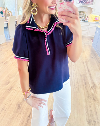 Ruffle Puff Sleeve Top