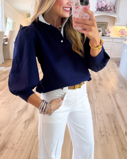 Leaf-edge patchwork top