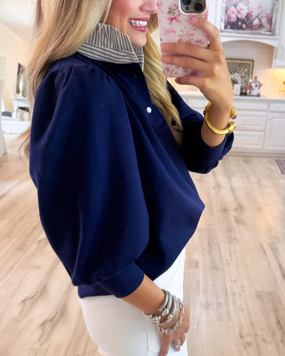 Leaf-edge patchwork top