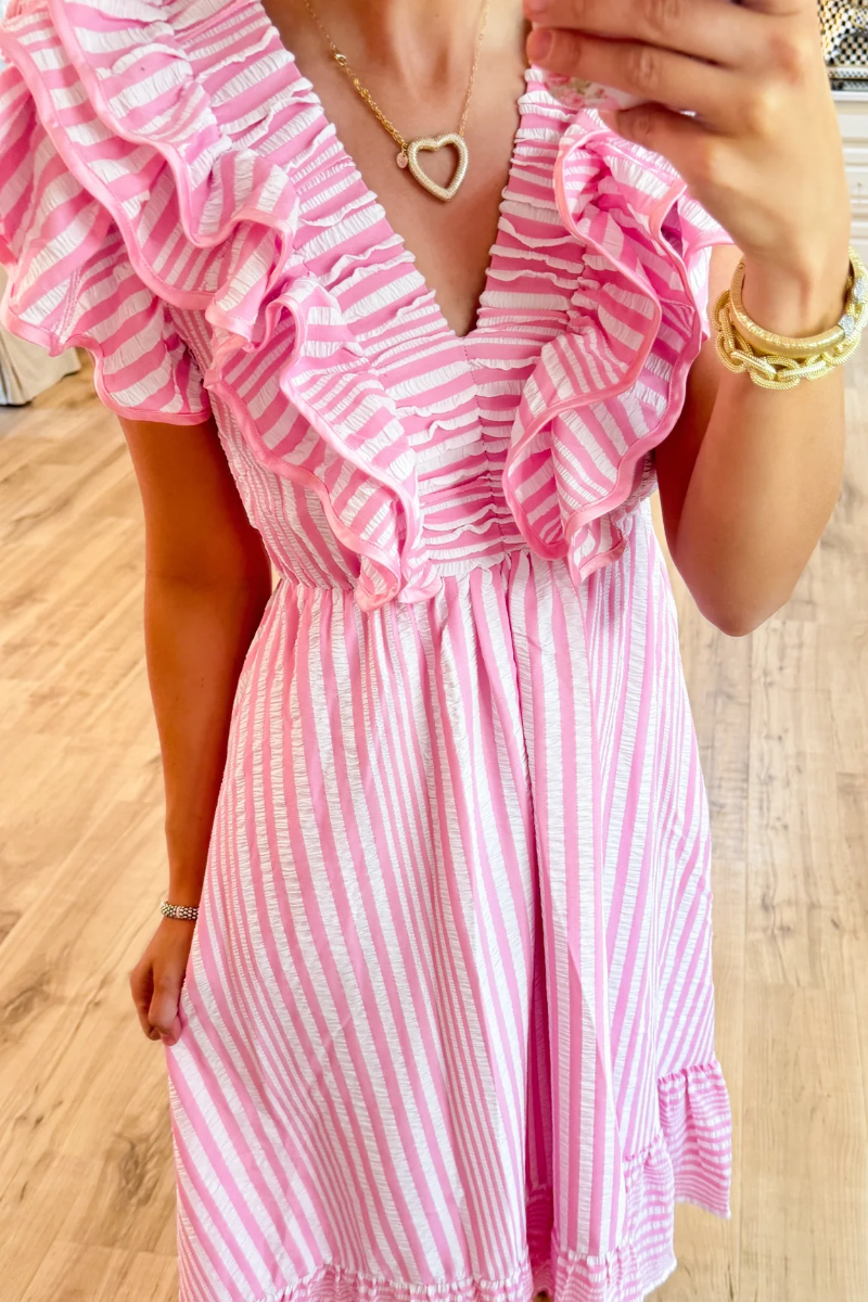 Striped Ruffle Maxi Dress