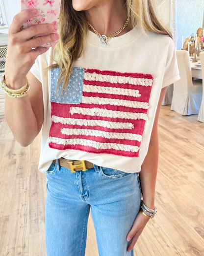 Women's American Flag Short Sleeve Top