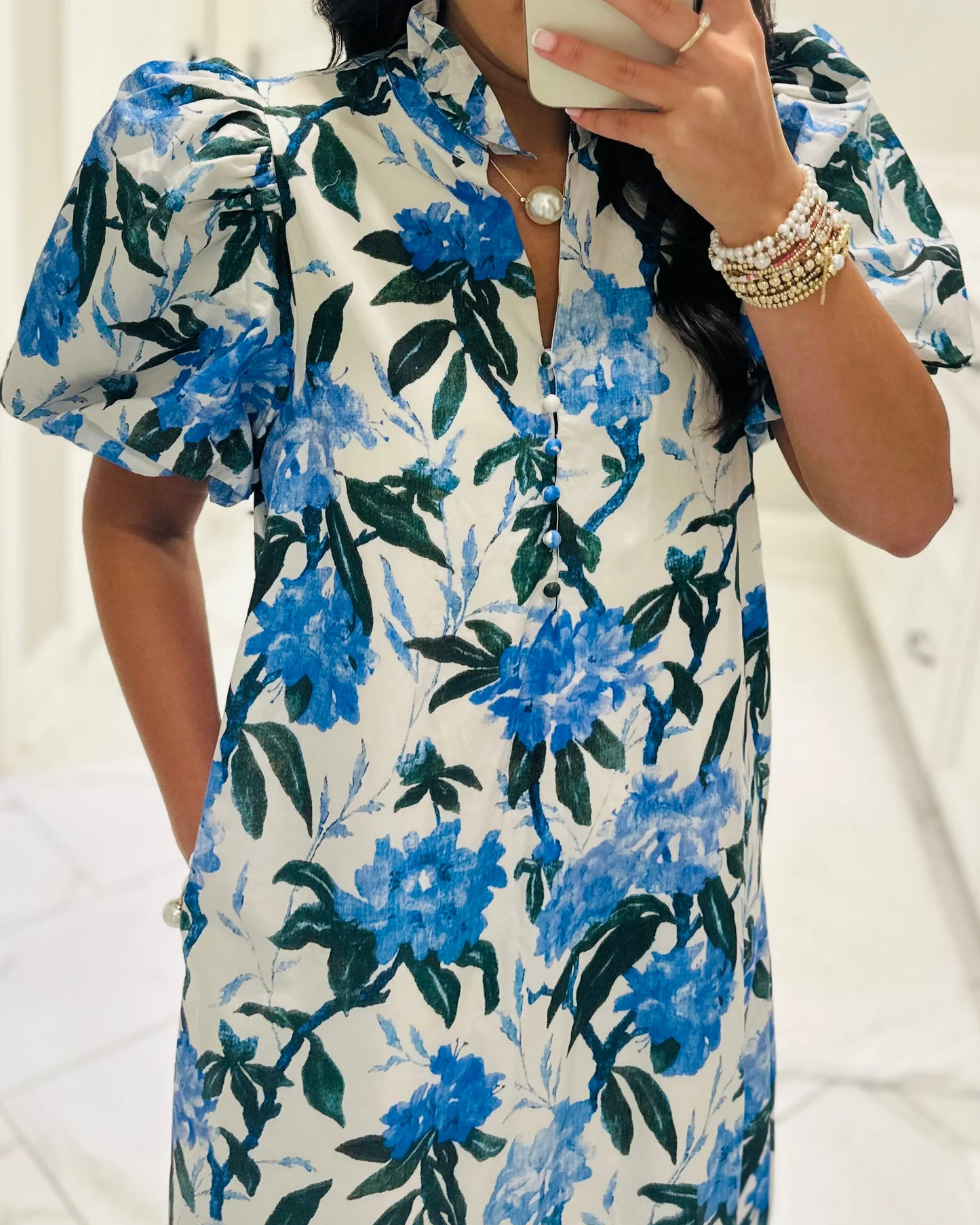 The Jane Blue Floral Midi Dress