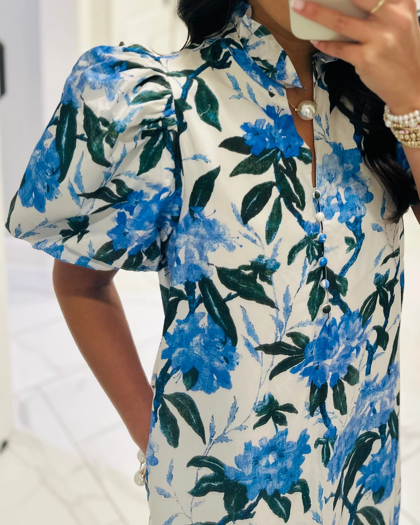 The Jane Blue Floral Midi Dress