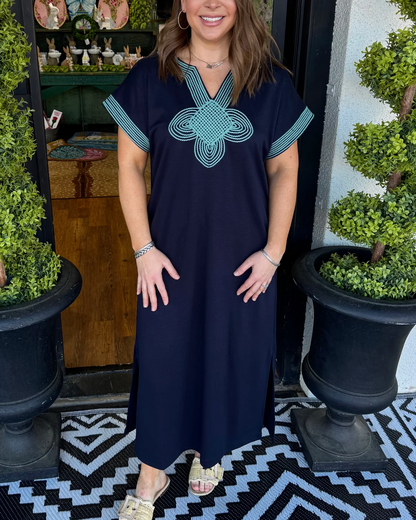 Elegant Embroidered Cotton Caftan Dress