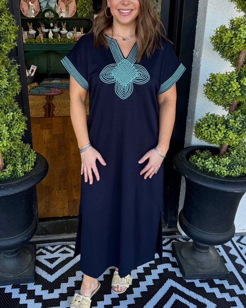 Elegant Embroidered Cotton Caftan Dress