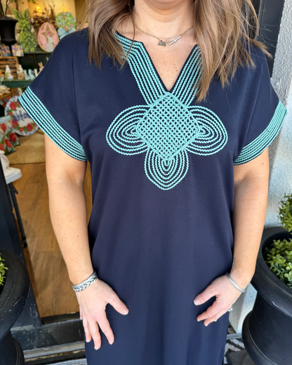 Elegant Embroidered Cotton Caftan Dress