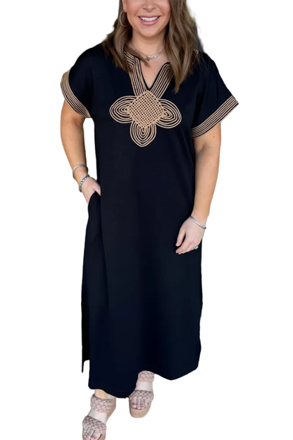 Elegant Embroidered Cotton Caftan Dress