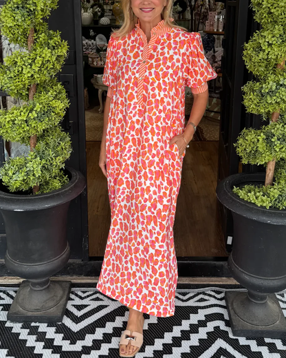 Vibrant Leopard Print Maxi Dress – Effortless Elegance