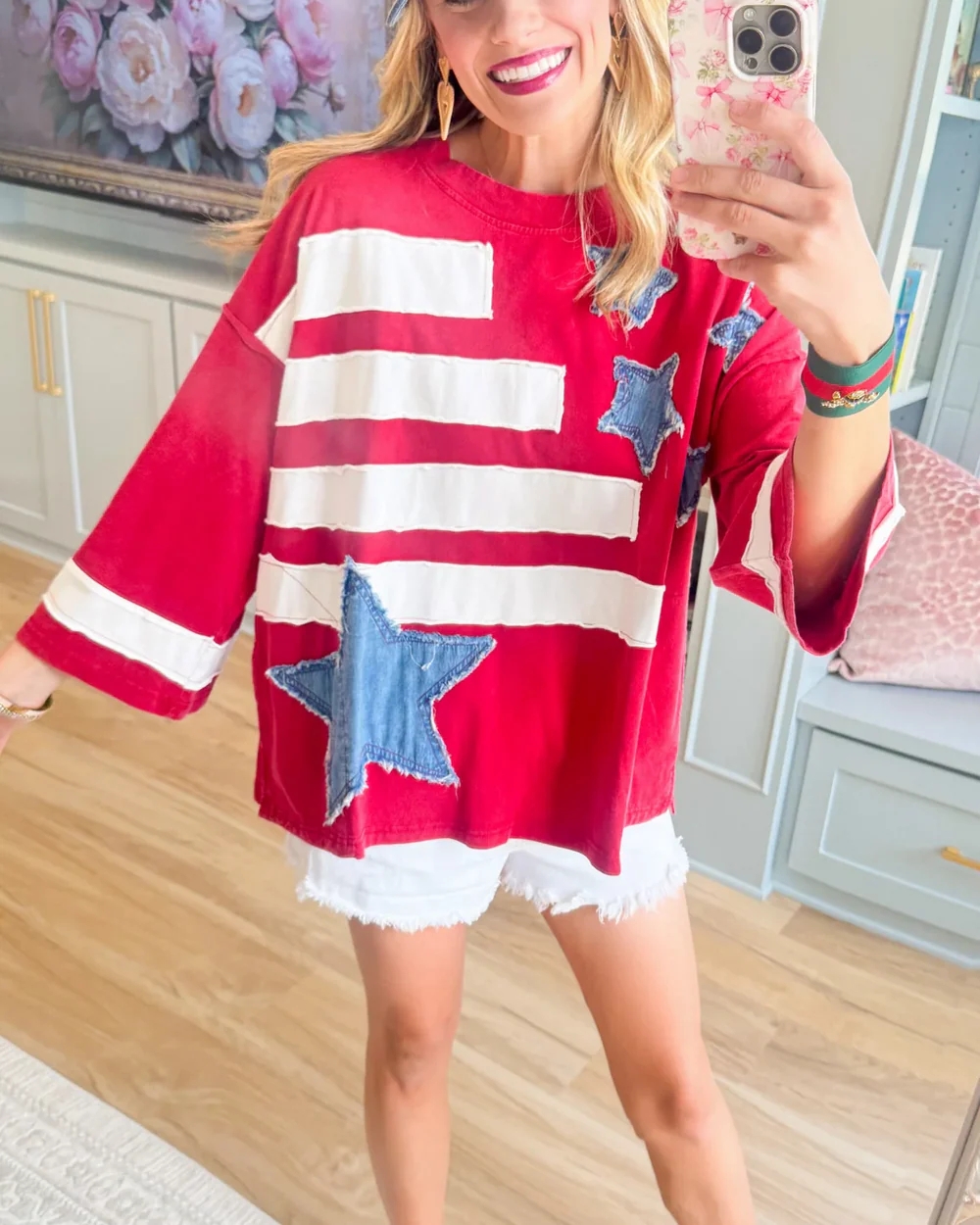 USA Flag Patchwork Oversized Top
