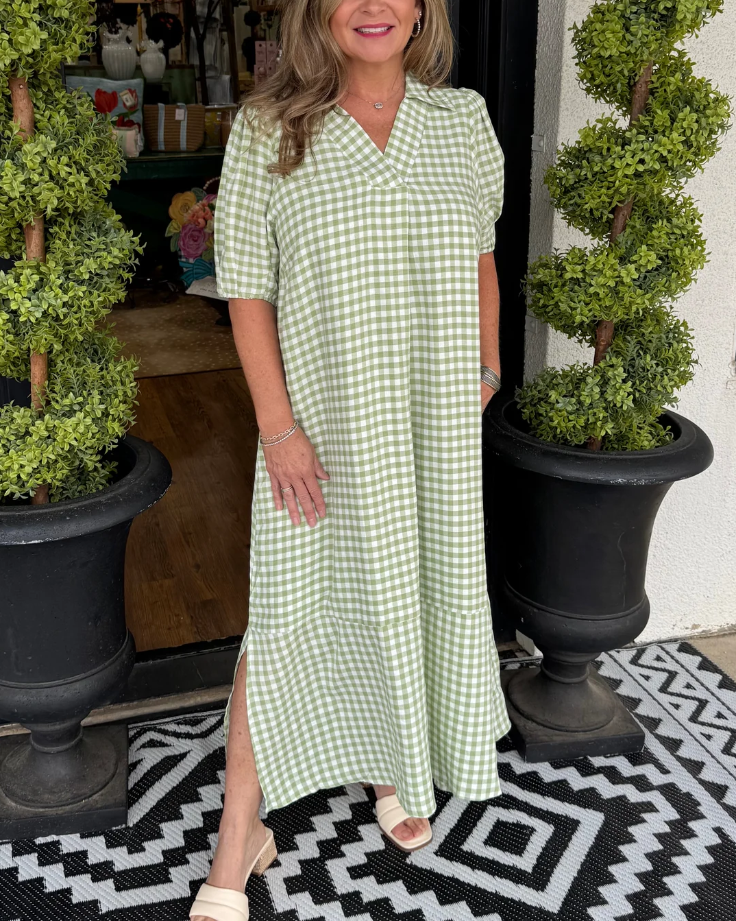 Gingham Breeze Maxi Dress