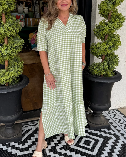 Gingham Breeze Maxi Dress