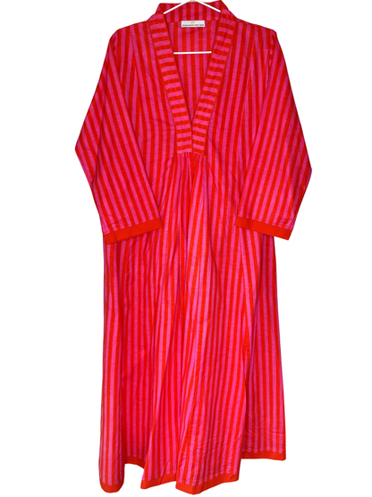 Solara Contrast-Stripe V-Neck Maxi Dress