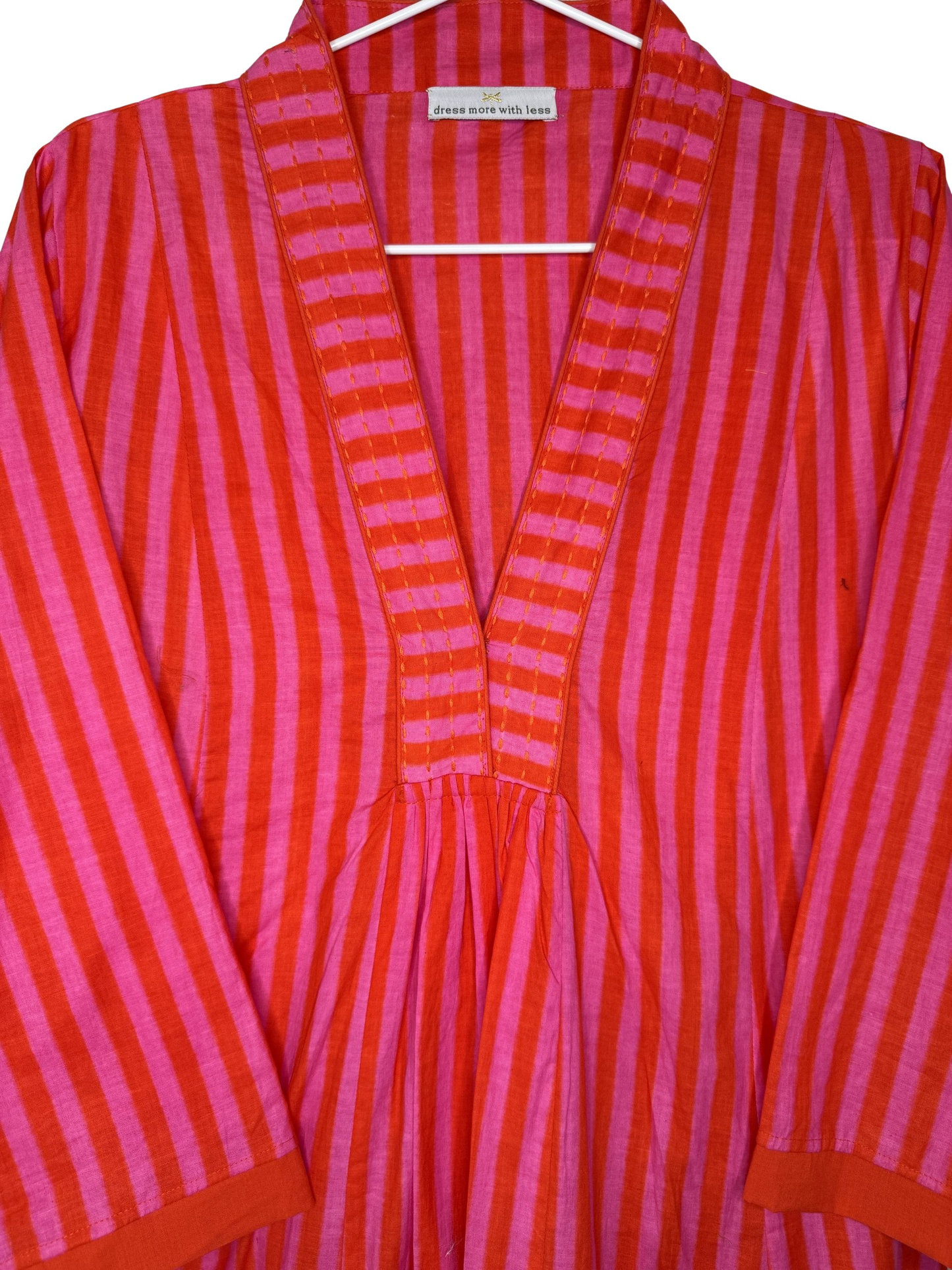 Solara Contrast-Stripe V-Neck Maxi Dress