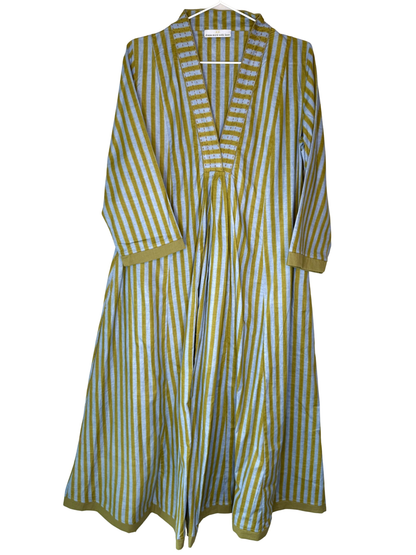 Solara Contrast-Stripe V-Neck Maxi Dress