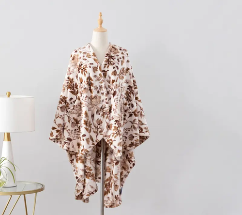 Floral Cozy Wearable Blanket with Pockets